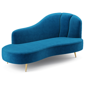 Copine Peacock Velvet Curved Chaise Lounge