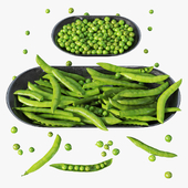 Plates with green peas