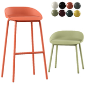 Team plastic chair and bar high stool