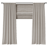 Linen blind with roman blind