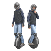 Man on an electric unicycle