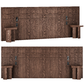 Wooden Headboard with Nightstands