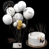 Birthday Cake and Balloons
