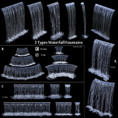 3 types of waterfall Fountains cascade in different sizes