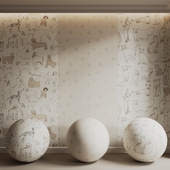 Neutral Childrens Wallpaper Set Pets