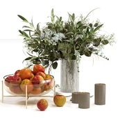 Decorative set with apples and candles