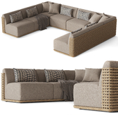 RH TRELICA TEAK MODULAR U-SOFA SECTIONAL