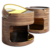 Bedside table with rotary handle-lamp