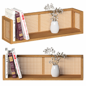 Wall shelf made of oak and Waska wicker