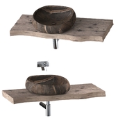 Stone washbasin with slab top