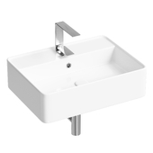 Rectangular White Ceramic Wall Mounted or Vessel Sink