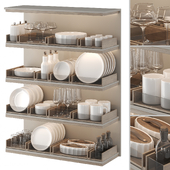 A set of dishes for filling the kitchen: plates, glasses, mugs, jars