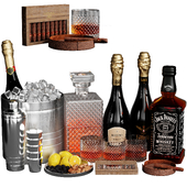 champagne and whiskey wine and cigar