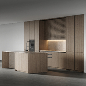 Minimalistic kitchen with wooden facades