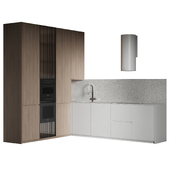 Corner kitchen in light colors