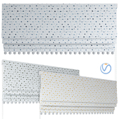Roman Curtains 205 | Beaded Ribbon Fabric | Roman blind with pompoms