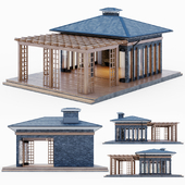 All-season gazebo with terrace and pergola