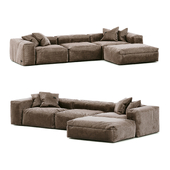 Straight sofa with pouf