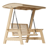 Outdoor swing made of natural wood