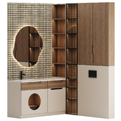 Bathroom furniture set with space for a cat litter box