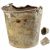 Old dirty metal bucket