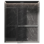 Shower with glass partition in dark colors