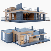 Modern one-story house with large terraces