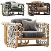 Hand-Woven Rope Outdoor Lounge Chair In Solid Teak