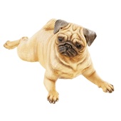 Pug figurine in a funny lying pose