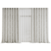 Textured linen curtains with tulle in light colors
