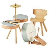Kids toy Drum Kit by Zara and Plantoys Chair
