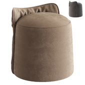 Pouf round 48 cm eco-leather light brown Rikky