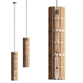 Kerf Cylinder Pendant Light Bamboo