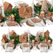 Gingerbread Village Houses Pottery Barn New Year's Table Setting