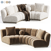 Granvia Taupe Boucle Modular Sofa, 3-Seater Curved Sofa