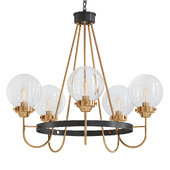 Modern 5 Light Black Gold Wagon Wheel Chandelier