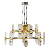 Modern Light Luxury Round Shell Full Copper LED Chandelier