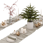 New Year's table setting with a Christmas tree