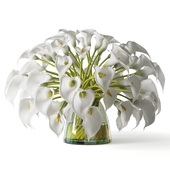 Bouquet of calla lilies in a glass vase
