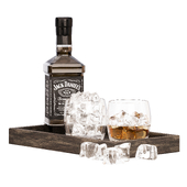 Whiskey set with glasses and ice