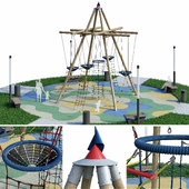Children's play rope complex. Playground