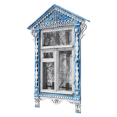 Wooden window decorated with carvings 08