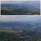 Panoramic view from the mountain in the summer