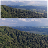 Panoramic view from the mountain in the summer