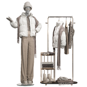 Outerwear set on a mannequin and on a hanger