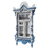 Wooden window decorated with carvings 024