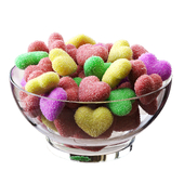 Sugar coated gummy hearts