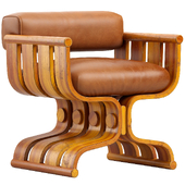Sculpturan armchair with Organic Curves in Walnut