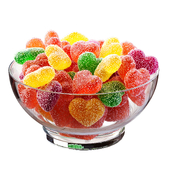Jelly hearts in sugar