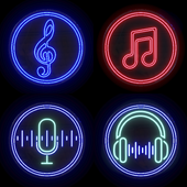 Music neon signs set